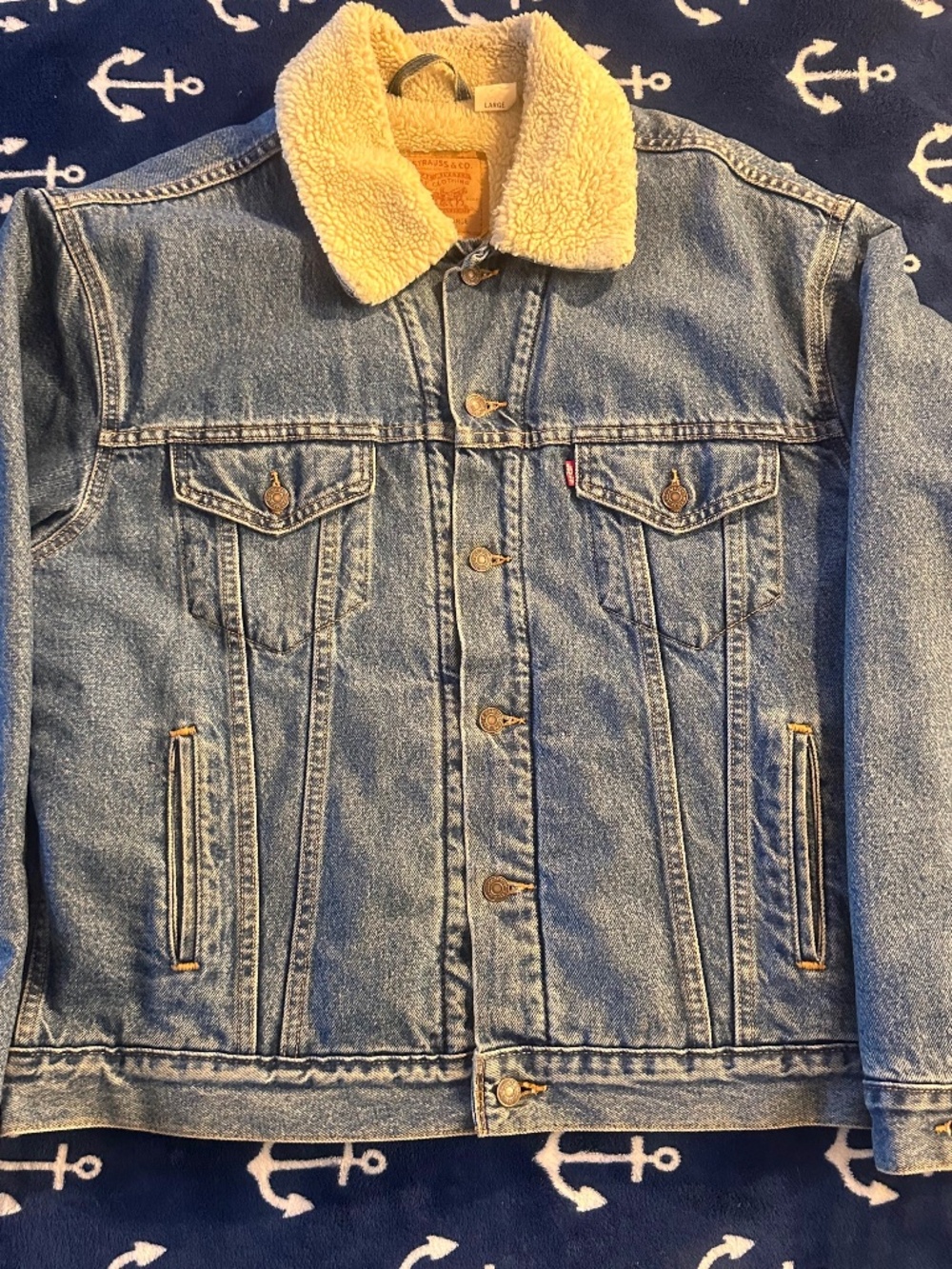 LEVI’S-70520-0315-Sherpa trucker Lined Denim Jean Jacket- Mens-Large